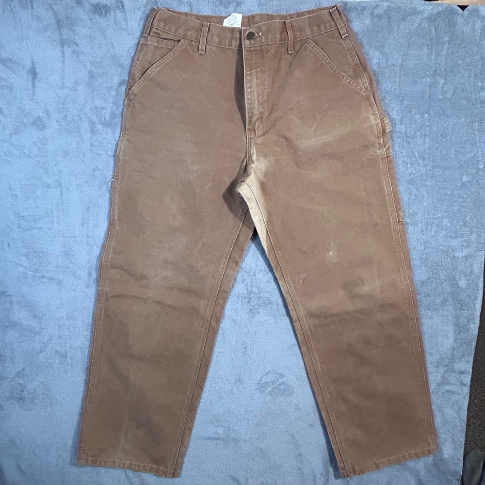 Carhartt B11 Mens Brown Cotton‎ Duck Canvas Carpenter Work Pants 34x30 USA Made